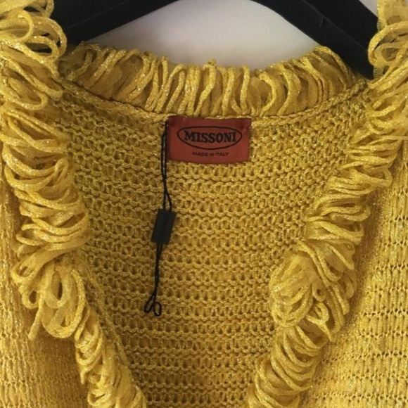 Missoni yellow Gold shift  Dress with fringe - Picture 3 of 5